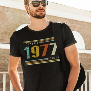 T-shirt per compleanno 48 anni, classica del 1977 retrò originale • Idea regalo perfetta per uomini e donne - camicia vintage