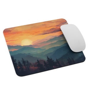 Mousepad Pastel Nature Mountains Sun Design - idea for the office, home or as a gift