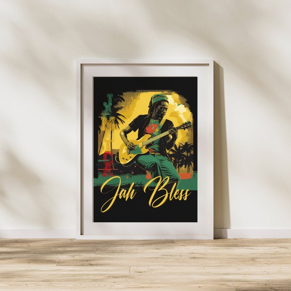 Jah Bless, Jamaica Reggae Jamaican Musician Design - Poster
