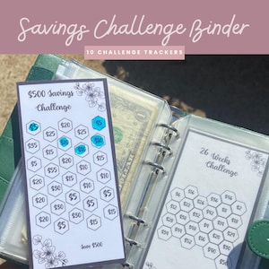 Savings Challenge Binder Kit | A6 Cash Budget with 10 Trackers