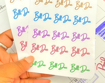 Bill Due Stickers, Planner Stickers, Budgeting Payday Stickers