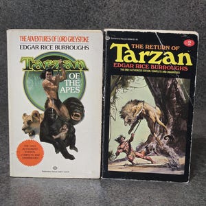 Tarzan - Conjunto de dois livros de bolso vintage de Edgar Rice Burroughs