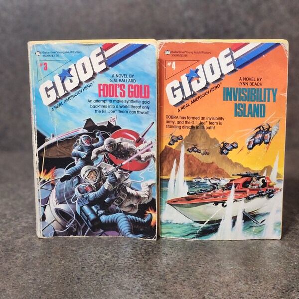 GI Joe Set Of Two Vintage 1988 Paperback Novels  Fools Gold/Invisibility Island