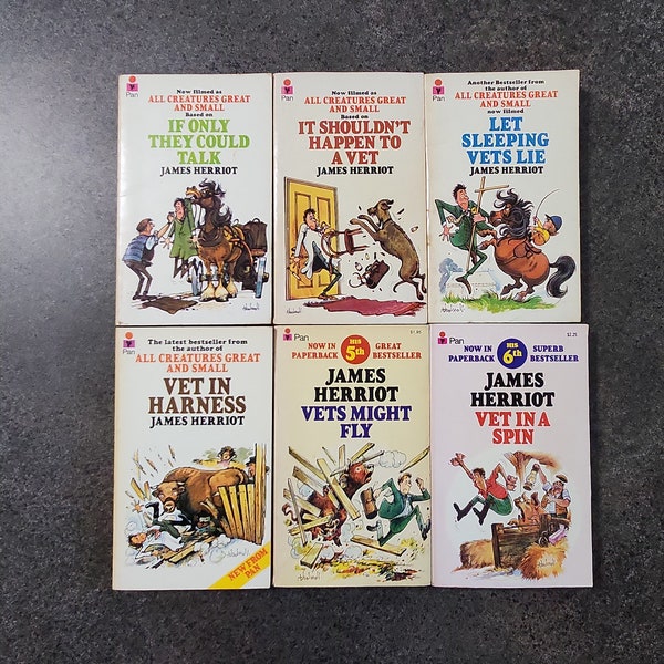 James Herriot Set Of Six Paperbacks Vintage 1970's Pan Books