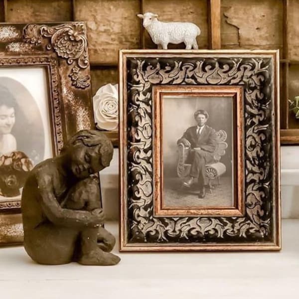 4x6 Ornate Floral Handmade Antique Wooden Family Picture Frame BeneFrame