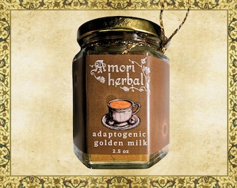 Anpassungsfähige Goldene Milch. Getränkemix in Pulverform, Milchkaffee, ohne Zucker, ohne Füllstoffe. Kurkuma. Organisch, 6oz