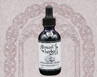 WILDCRAFTED CHAGA TINCTURE (Triple-Extracted 1.1.1), Inonotus obliqus, Organic, 2oz, Foraged, sustainable
