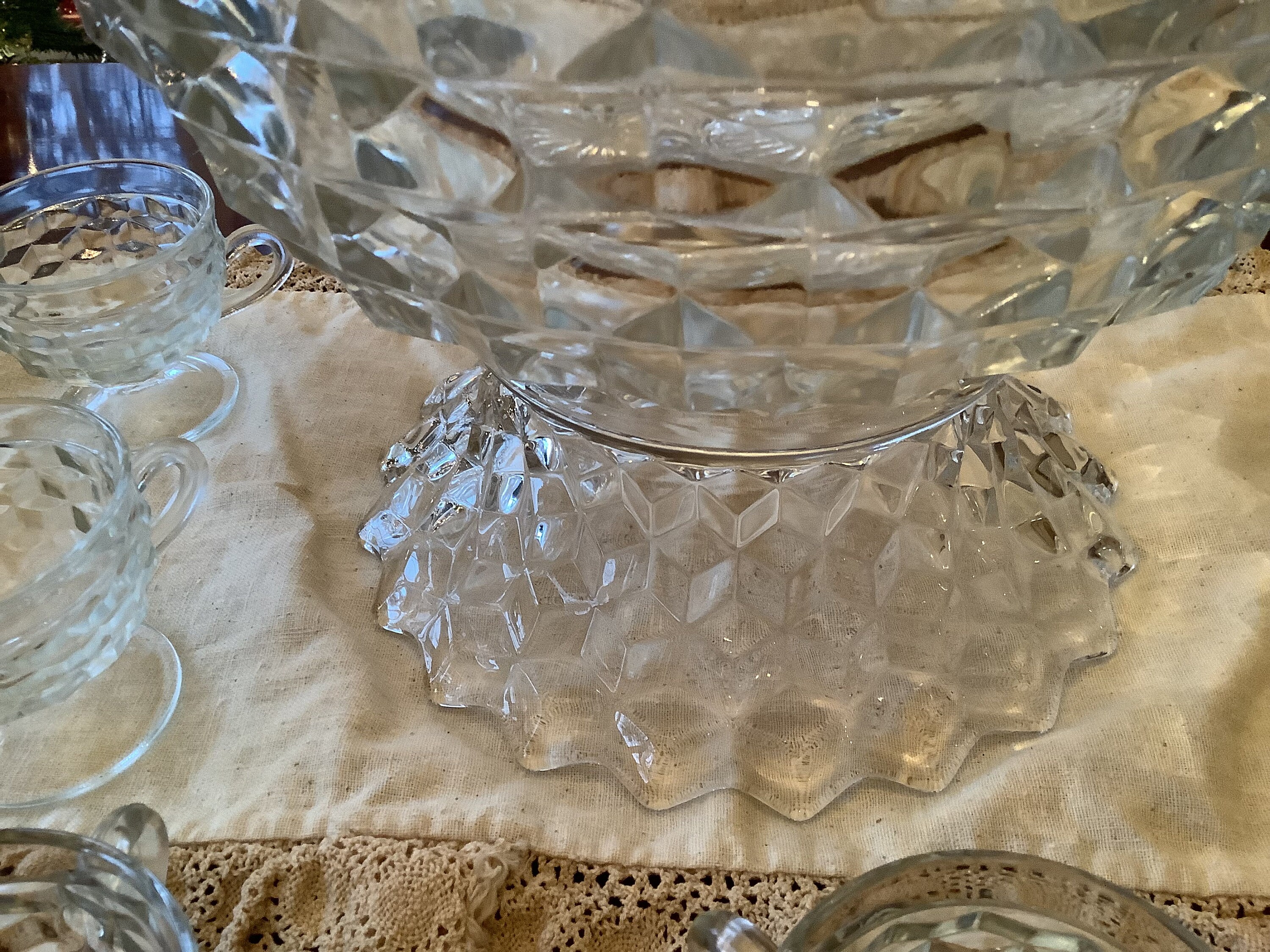 Vintage Fostoria Punch Bowl and Cups Etsy