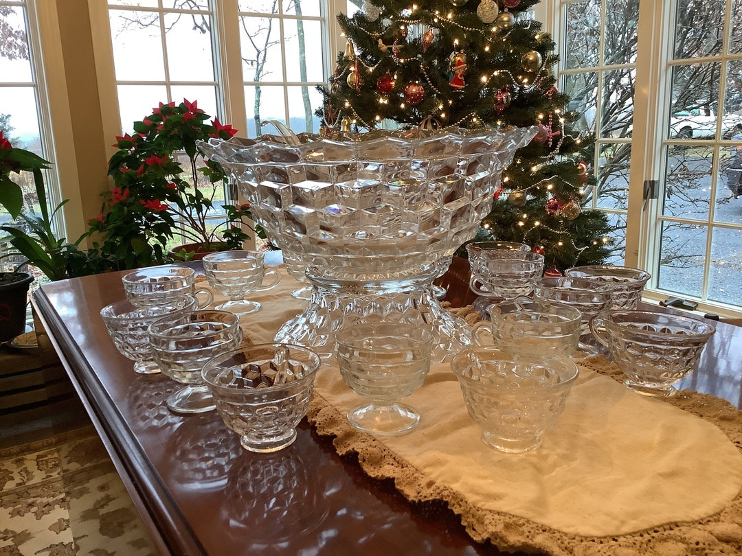 Vintage Fostoria Punch Bowl and Cups Etsy