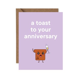 Un brindisi al tuo anniversario, DOWNLOAD DIGITALE, Biglietto d'anniversario, 4,25 x 5,5 pollici, Divertente, Carino, Punny