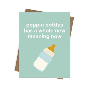 Faire sauter des biberons a une toute nouvelle signification maintenant, nouvelle carte pour bébé, 4,25 po. x 5,5 po., baby shower, drôle, mignon, petit garçon