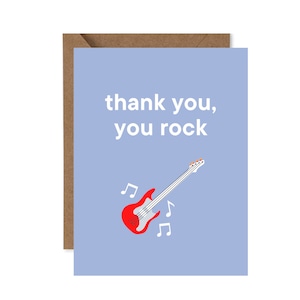 Grazie, sei rock, DOWNLOAD DIGITALE, biglietto di ringraziamento, 4,25 x 5,5 pollici, divertente, carino, pungente, biglietto di ringraziamento a tema musicale