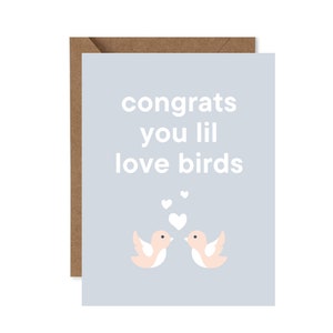 Herzlichen Glückwunsch, Liebe Vögel, DIGITALER DOWNLOAD, Verlobungs-/Hochzeitskarte, 10 x 16,5 cm, lustig, niedlich, punny