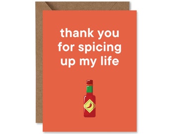 Thank You For Spicing Up My Life, DIGITAL DOWNLOAD, Valentine's Day Card, Anniversary Card, Birthday Card, 4.25in x 5.5in, Cute, Hot Sauce