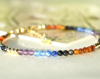Handmade Gemstone Bead Bracelet: Chakra Yoga Healing Crystal, Minimalist Design