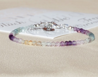 Fluorite Gemstone Bracelet: Handmade Chakra Healing Crystal, Minimalist Design