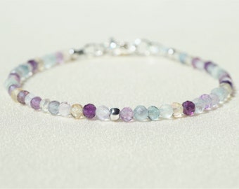 Fluorite Gemstone Bead Bracelet: Handmade Chakra Healing Crystal