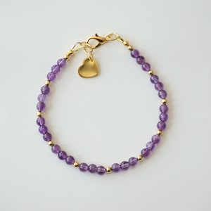 Amethyst bracelet beaded handmade of genuine gemstone , purple chakra healing yoga crystal,  minimalist style,