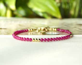 Handmade Ruby Bead Bracelet: Red Gemstone, Yoga Healing Crystal
