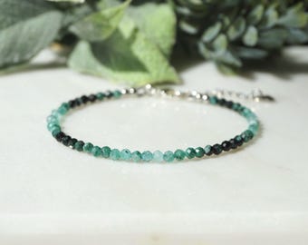 Green Labradorite Bracelet: Handmade Gemstone beads size 3mm faceted