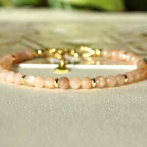 Sunstone Beaded Bracelet: Handmade Yoga Healing Crystal Jewelry, Minimalist style