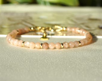 SUNSTONE Beaded Bracelet: Handmade Yoga Healing Crystal Jewelry, Minimalist style