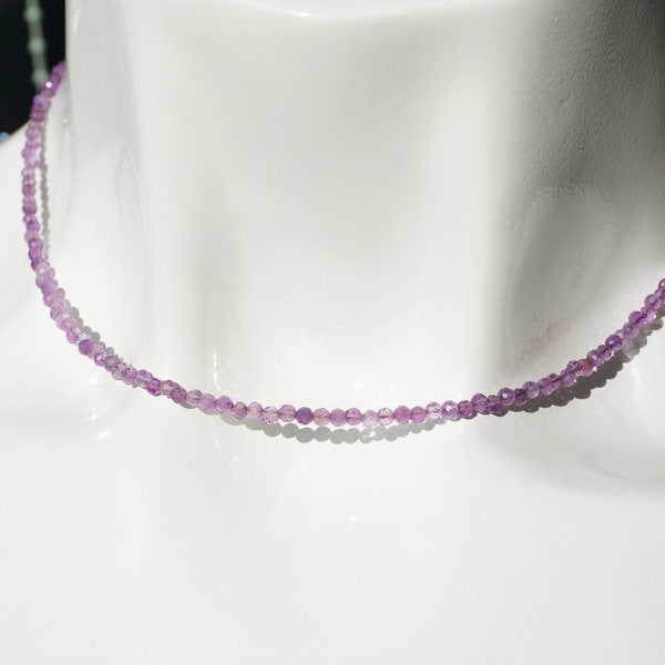 Amethyst Halskette aus natürlichem echtem -Edelstein, Februar Geburtsstein-Heilkristall, minimalistisches Design