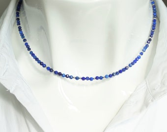 Lapis Lazuli Necklace: Handmade Gemstone Bead, Minimalist Yoga Crystal