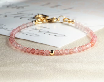 Cherry Quartz Bracelet: Handmade Pink Crystal Healing Jewelry