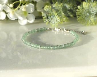 Green AVENTURINE Bracelet: stone of Wealth attractive,  Handmade Bracelet beads 4mm round