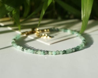 EMERALD Bracelet:  genuine gemstone beaded bracelet, birthstone for May,  Taurus zodiac sign.