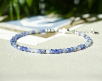 Minimalist Dumortierite Bracelet: Blue Throat Chakra Healing Crystal