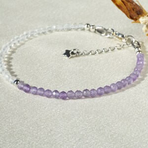 Amethyst - BergKristall  Armband aus echten natürlichen Steinperlen, Chakra-Heilungs-Yoga, minimalistischer Stil