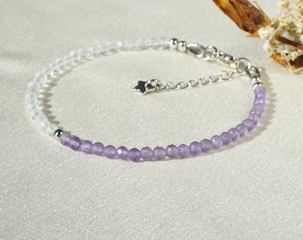 Amethyst - BergKristall  Armband aus echten natürlichen Steinperlen, Chakra-Heilungs-Yoga, minimalistischer Stil