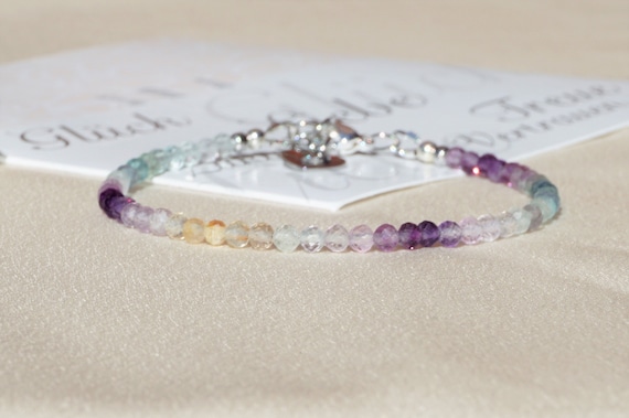 Fluorite Gemstone Bracelet: Handmade Chakra Healing Crystal, Minimalist Design