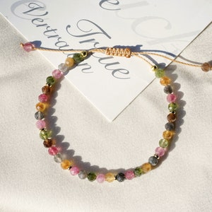 Turmalin Armband aus echt natürlichem Edelstein, Oktober Geburtsstein, Chakra-Yoga-Heilkristall, minimalistischer Stil