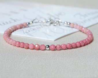 Armband Rhodoniet natuurlijke echte edelsteen kraal handgemaakt, roze chakra yoga genezend kristal, trendy minimalistische stijl