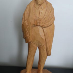 2  Paul E. Caron Vintage Hand Carved Wood Figures,  Old Man Folk Art