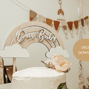 Arc-en-ciel de décoration de babyshower Svg, premier anniversaire, un an, 1 an, notre bébé, baby shower, naissance, fichier numérique de printemps de Pâques, IA, dxf, glowforge