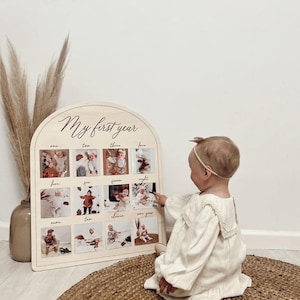 SVG My first year board - Milestone birthday sign - One year of 12 months, 1 year, photo frame SVG, Laser cut