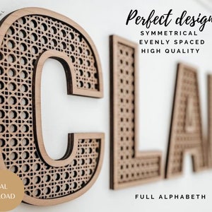 Letras de caña de ratán del alfabeto PERFECTAS / diseño uniforme ALFABETO / Archivo de corte láser de descarga digital / archivo Glowforge / svg ai