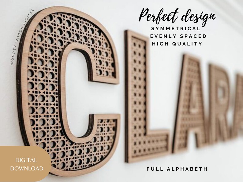 PERFECT Alphabet Rattan Cane Letters Even Design ALPHABET Etsy