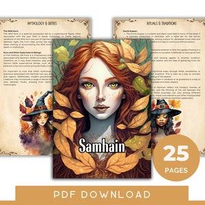 Samhain Printable Grimoire Pages: Pagan Holidays, Wheel of the Year, and Witchcraft Book of Shadows Pages to Enhance Your Sabbat Rituals