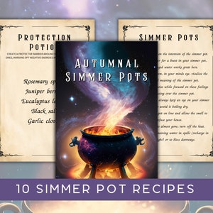10 Simmer Pot Recipes for Autumn Samhain - for your Grimoire / Book of Shadows BOS - Spell Cards - Instant Download