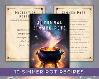 Autumn Simmer Pot Recipes: Grimoire Spell Cards (Instant Download)