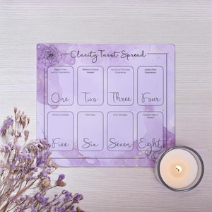 Clarity Tarot Spread - Tarotmat - Paarse Tarotkaart Spread - Perfect voor heksen | Wicca | Tovenaars | Grimoire | Boek der Schaduwen