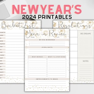 Year In Review Resolutions New Year&#39;s Activity Family New Years Ideas 2024 Bucket List - Instant Download