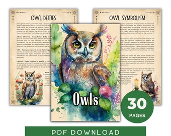 Grimoire-pagina's uil: Book of Shadows, Owl Magic (digitale download)