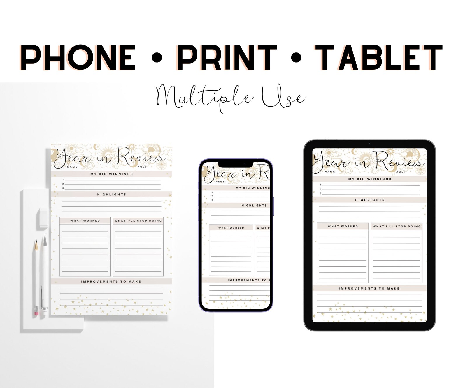 New Year's Printables 2024 Year in Review 2024 Resolutions New Year's