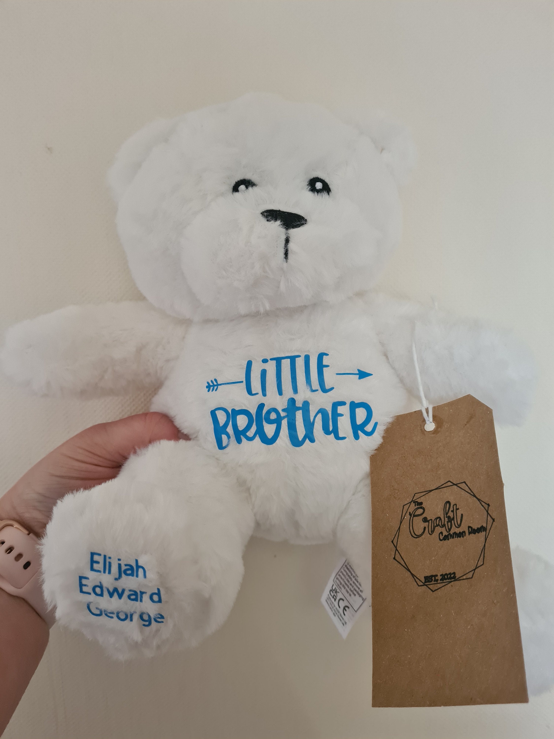 Personalised Little Brother Sister Teddy Bear New Baby Gift Soft Toy 